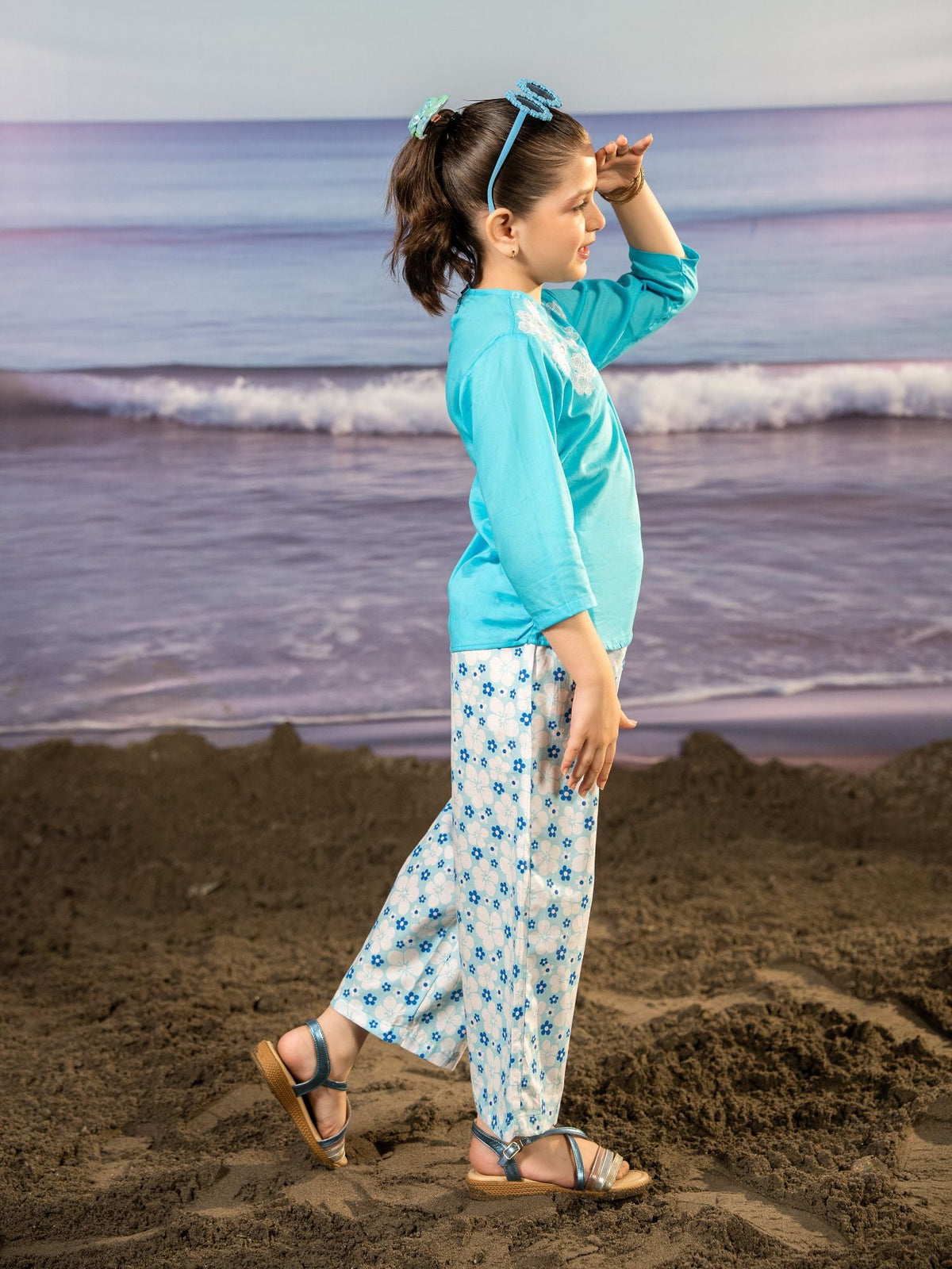 Girls Summer 2Pcs Embroidered Suit VG162-C