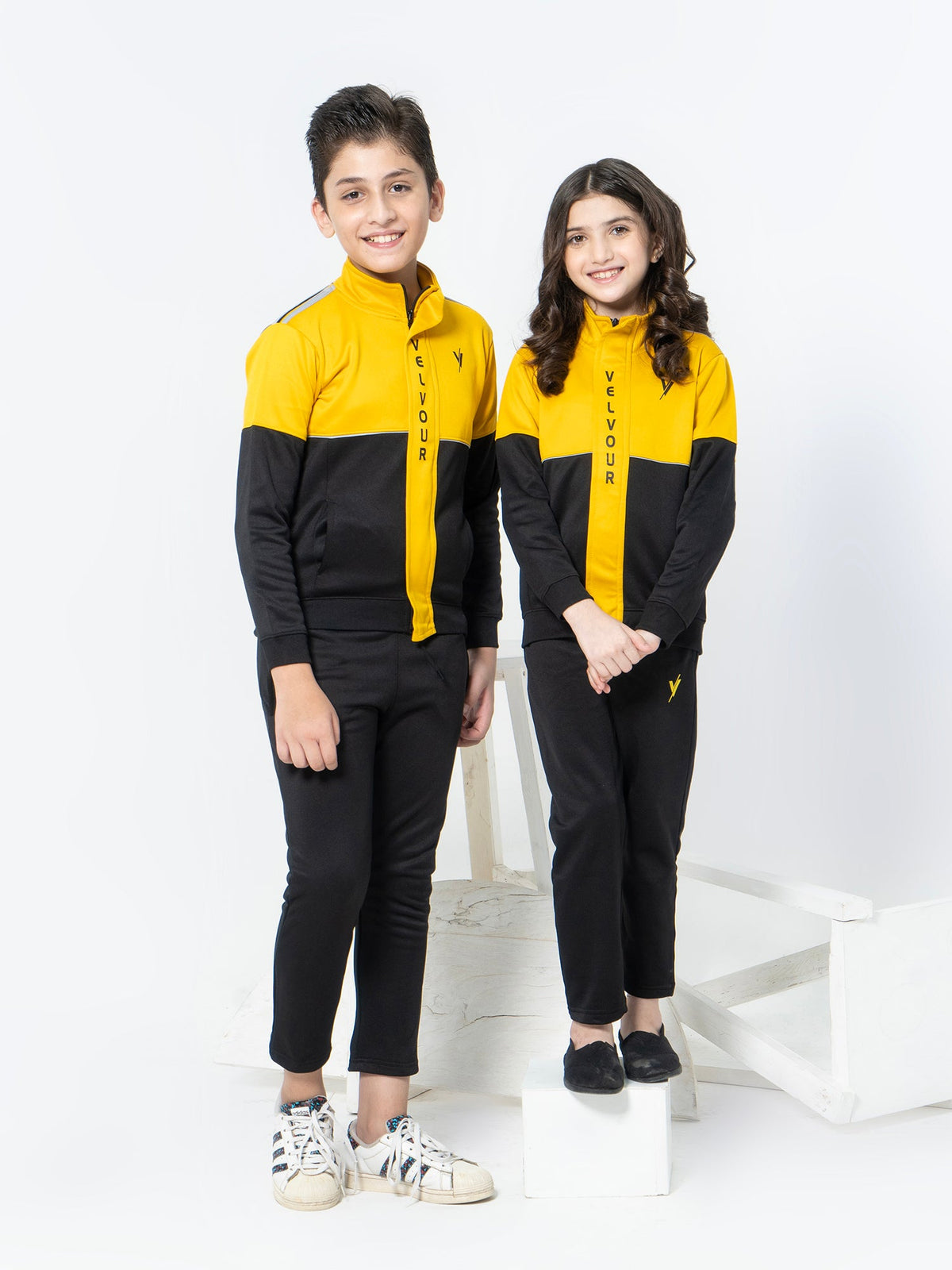 Mock Neck Tracksuit For Boys & Girls, Fleece #VWT02-B