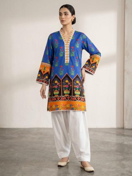 2Pc Stitched Print Suit - Royal Blue