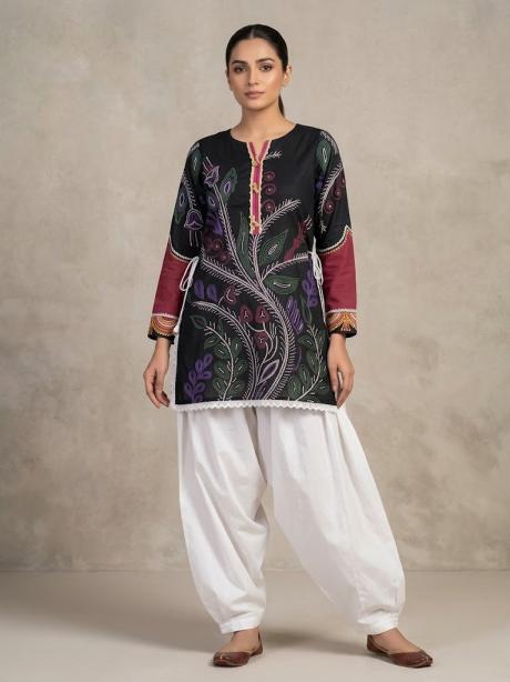 2Pc Stitched print suit black