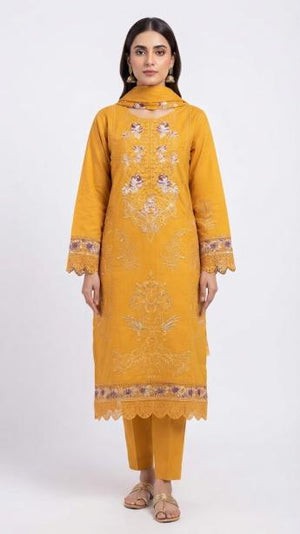 3 Piece Embroidered Stitched Heavy Cotton Suit PC - 02