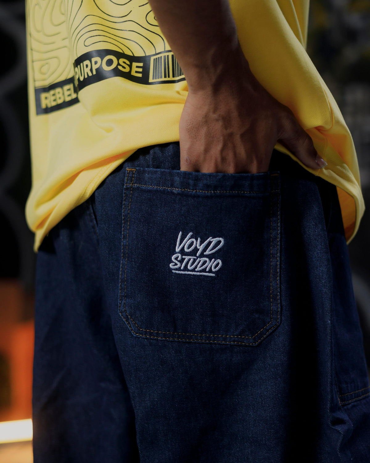 BAGGY DENIM JOGGER PANTS DARK WASH
