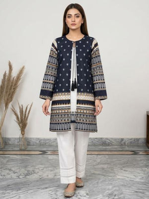 2Pc Stitched print kaftan black with withe dots