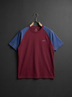Eternity Premium Men's Raglan Sleeve Tee Shirt (Burgundy & Light Navy)