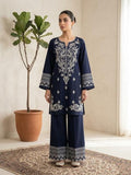2Pc Stitched Embroidered Suit - Navy Blue Paisley Embroidery
