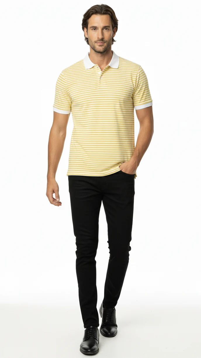 The Solaris Stripe Polo – White Collar Edition