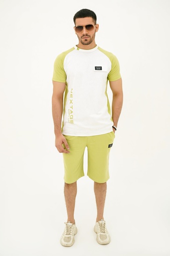 Nextage Printed Slogan Green white Short Set