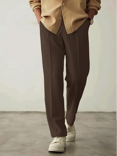 Plain Stripe-Line Jogger - Camel