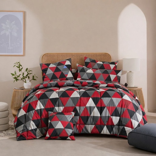 Red Tukri- 6pcs Premium Comforter Set