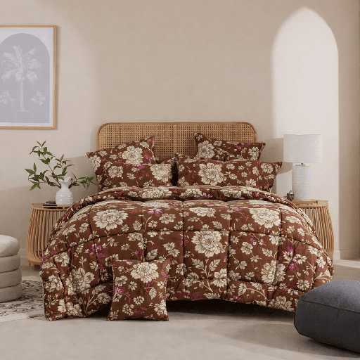FOREST LEAVES- 6pcs PREMIUM Summer Comforter Set (Light Filling)