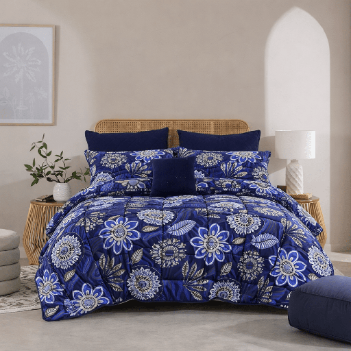 Turkish Blue - 7pcs PREMIUM Summer Comforter Set (Light Filling)