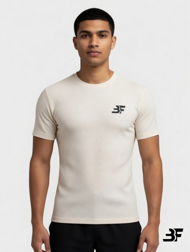 BF787256 Men Active wear Print T-Shirt ( cream)