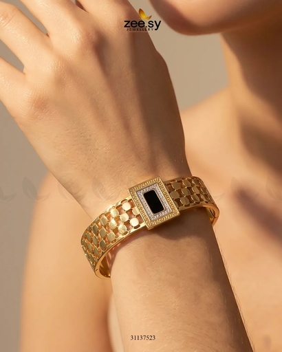 Black Gem Golden Cuff Bracelet