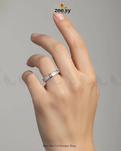 Pave Bar Cut Eternity Ring