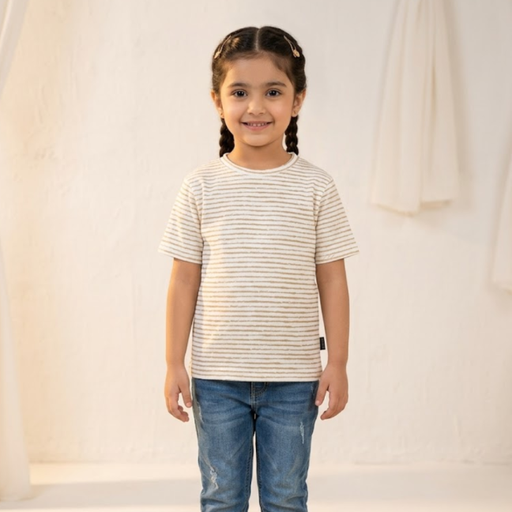 Brown Striped Kids T-Shirt