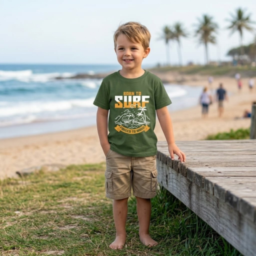 Born to SURF Dark Green T-Shirt