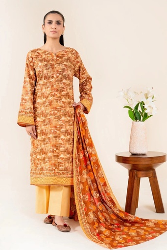 3PC Unstitched Printed Lawn Suit | KLP-3937