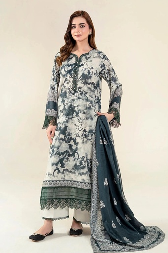 3PC Unstitched Printed Lawn Suit | KLA-3952