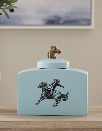 Azure Cavalier Ceramic Jar