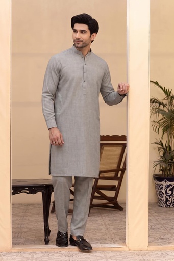 Men's Unstitched Handmade khaadi Slub Cotton Light Zink Suit