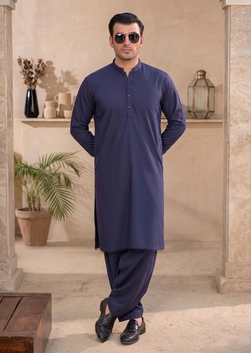 Men's Unstitched Navy Wash & Wear Suit