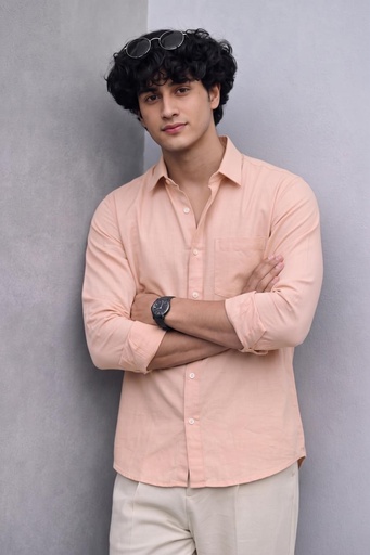 Cotton Chambray Shirt Peach