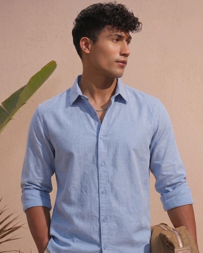 Cotton Chambray Shirt Light Blue