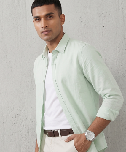 Cotton Chambray Shirt Light Pistachio
