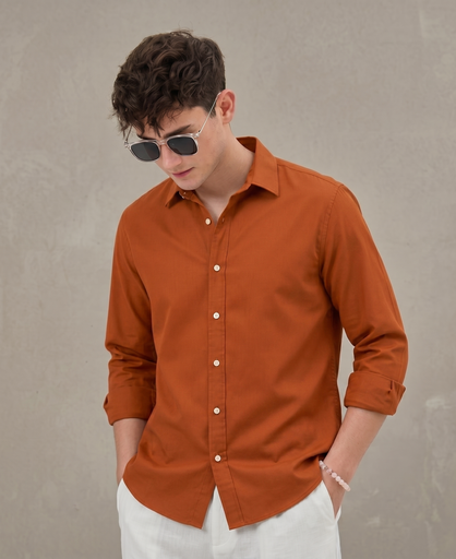 Cotton Chambray Shirt Red Rust